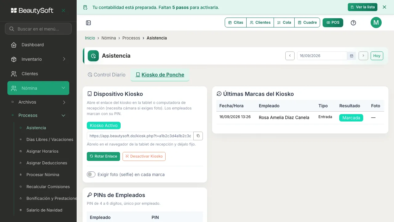 Tabla Últimas Marcas del Kiosko con la marca recién registrada